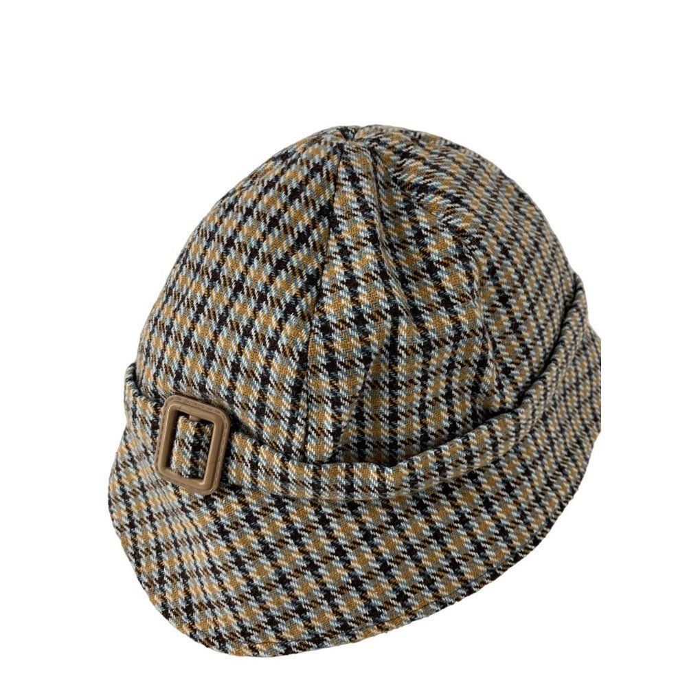Womens Plaid Bucket Scotland Yard Hat Alejandra Vila size L British Style 5157